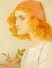 Anthony Frederick Sandys Famous Paintings - The Red Cap